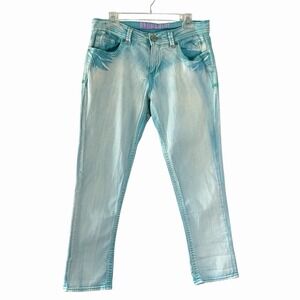 Y2K Hydraulic Women's Light Aqua Blue Cropped Straight Leg Jeans Size 10 Stretch